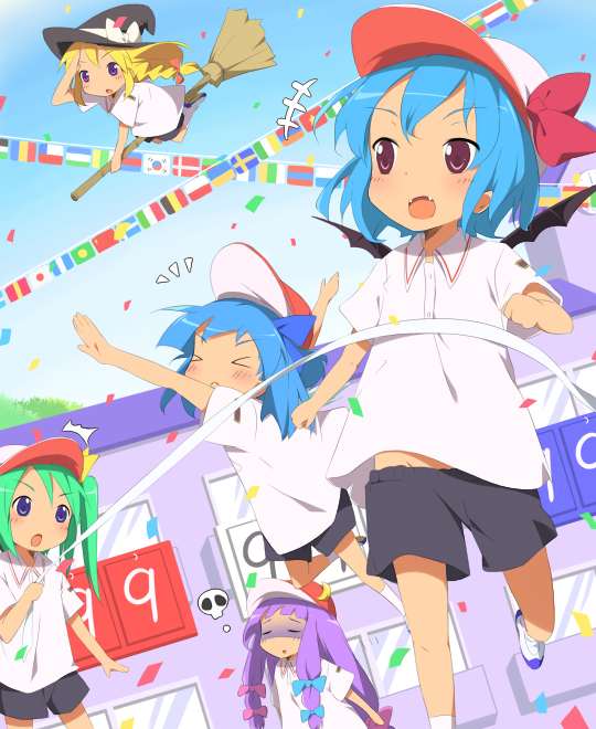 hat, cirno, remilia scarlet, kirisame marisa, daiyousei, and 1 more (touhou) by kareha_aki