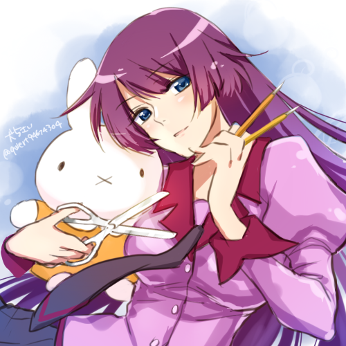 miffy and senjougahara hitagi (miffy and 2 more) by inu5sai