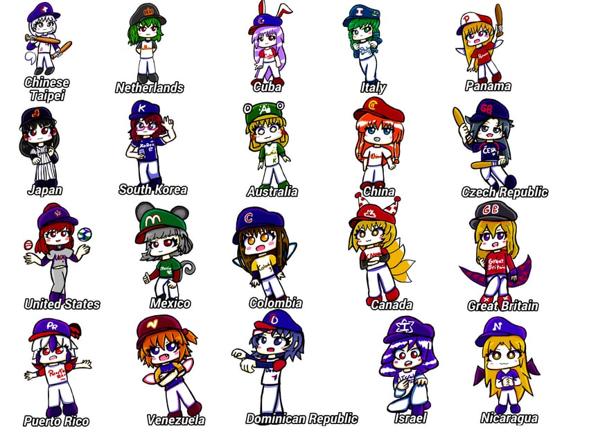 hat, hakurei reimu, reisen udongein inaba, konpaku youmu, kochiya sanae, and 18 more (touhou) by kerubin_art