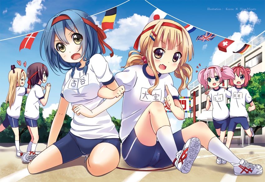 socks, akaza akari, toshinou kyouko, funami yui, oomuro sakurako, and 2 more (yuruyuri) by hino_minato_(spec.c) and kurou_(quadruple_zero)