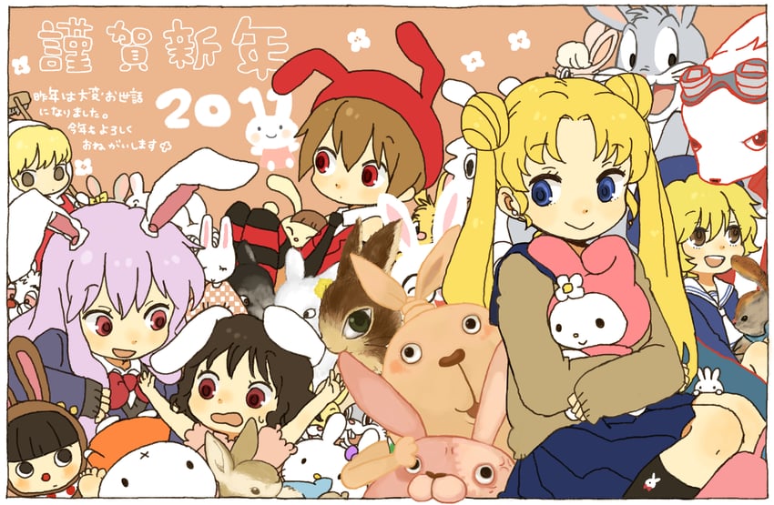 miffy, reisen udongein inaba, my melody, inaba tewi, tsukino usagi, and 13 more (touhou and 13 more) by yukke